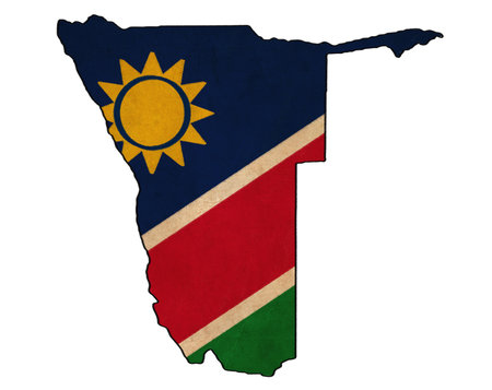 Namibia map on Namibia flag drawing ,grunge and retro flag series の写真素材