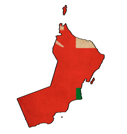 Oman map on Oman flag drawing ,grunge and retro flag seriesの写真素材
