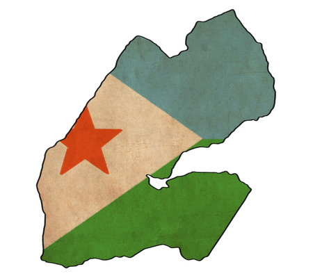 Djibouti map on Djibouti flag drawing ,grunge and retro flag series の写真素材