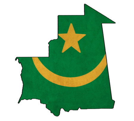 Mauritania map on Mauritania flag drawing ,grunge and retro flag series の写真素材