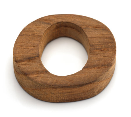 Alphabet made from wood on white の写真素材