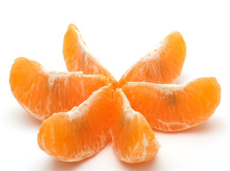 Orange mandarin or tangerine fruit isolatedの写真素材