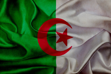 Algerian grunge waving flagの写真素材