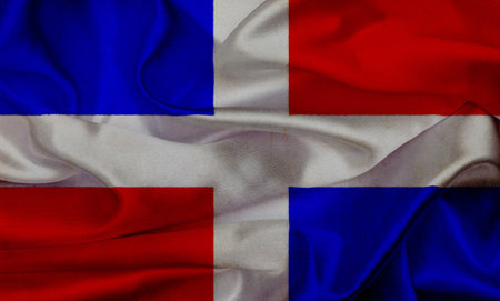 Dominican grunge waving flagの写真素材