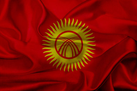 Kyrgyzstan grunge waving flagの写真素材