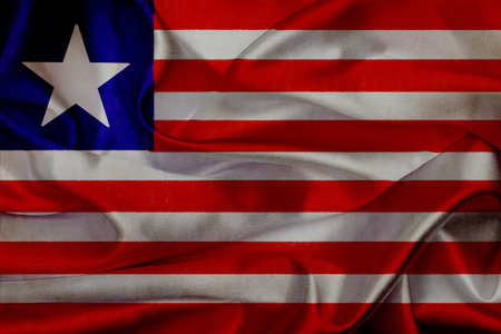Liberia grunge waving flagの写真素材