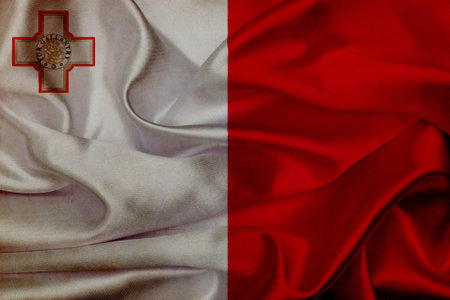 Malta grunge waving flagの写真素材