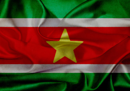 Suriname grunge waving flagの写真素材