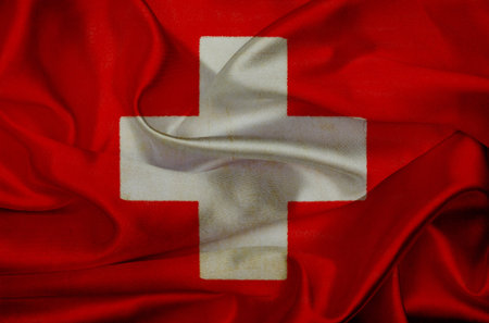 Switzerland grunge waving flagの写真素材