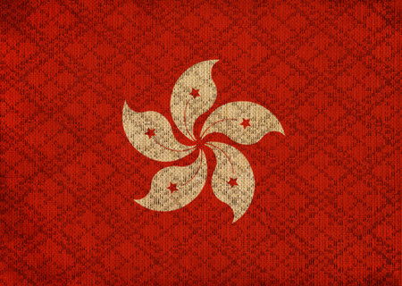 Hong Kong grunge canvas flagの写真素材