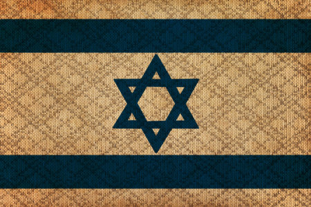 Israel grunge canvas flagの写真素材
