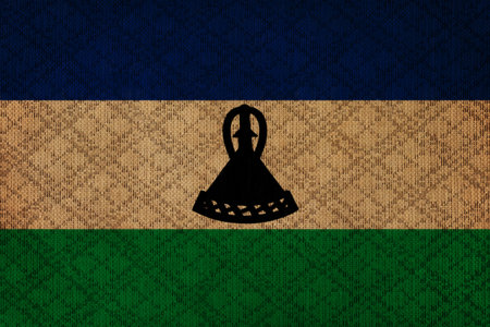 Lesotho grunge canvas flagの写真素材