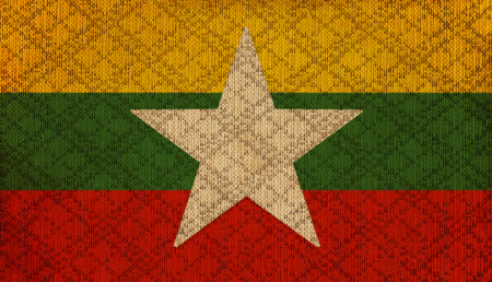 Myanmar grunge canvas flagの写真素材