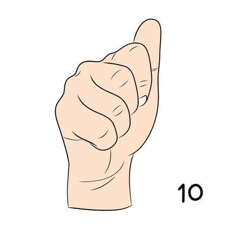 Sign language and the alphabet,number 10のイラスト素材