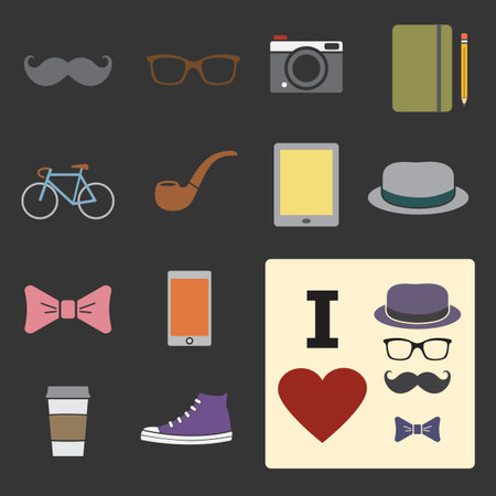hipster iconのイラスト素材