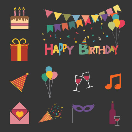 Happy birthday setのイラスト素材