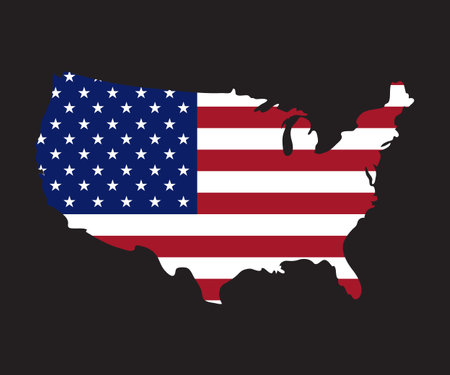 usa map on usa flag,vectorのイラスト素材