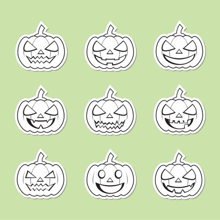 pumpkins for Halloween setのイラスト素材