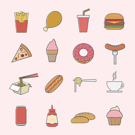 fast food iconのイラスト素材