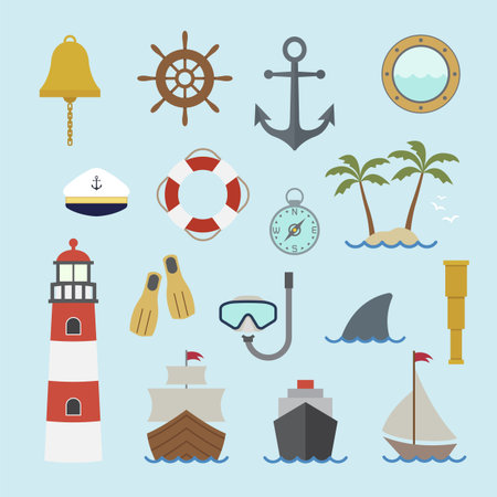 Marine and nautical iconのイラスト素材