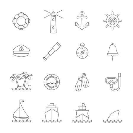 Marine and nautical line iconのイラスト素材