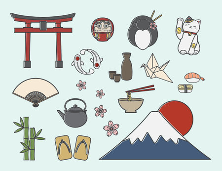 Set of Japanese symbolsのイラスト素材