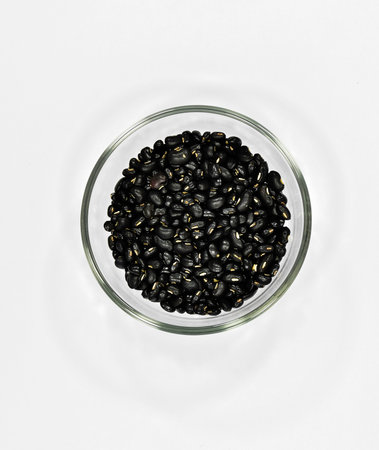 Black bean in bow.の写真素材