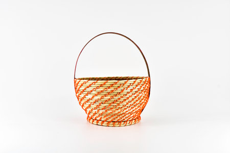 brown basket in white background.の写真素材