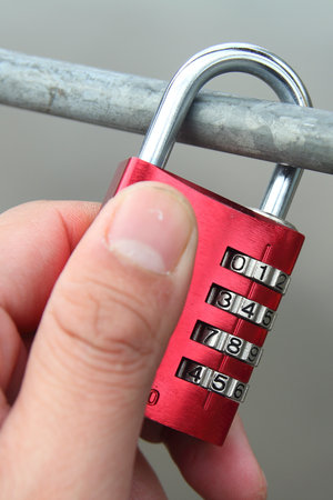 Couples bridges, locks on the bridge railing.の写真素材