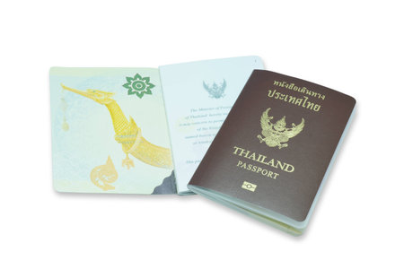 passport of thailand on white backgroundの写真素材