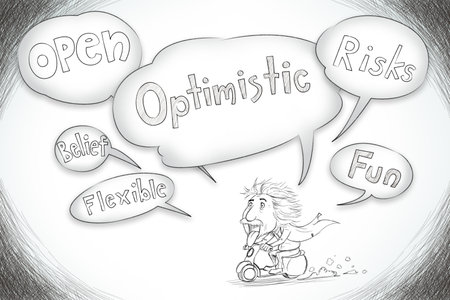 Optimism concept in word tag bubbleの写真素材