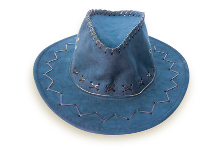 Leather cowboy hat isolated on white backgroundの写真素材