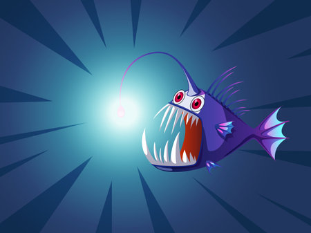 angler fish with light on headのイラスト素材