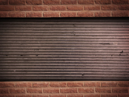 brick and metal board in vintage styleの写真素材