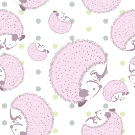 Seamless pattern of hedgehog use as background, wallpaper, card and wrap paperの写真素材