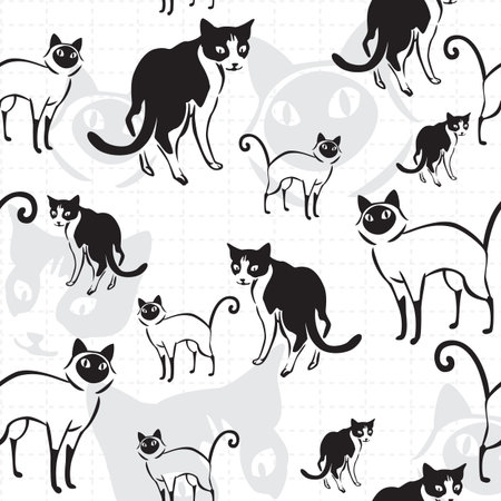 Seamless pattern of cats use as background, wallpaper, card and wrap paperの写真素材