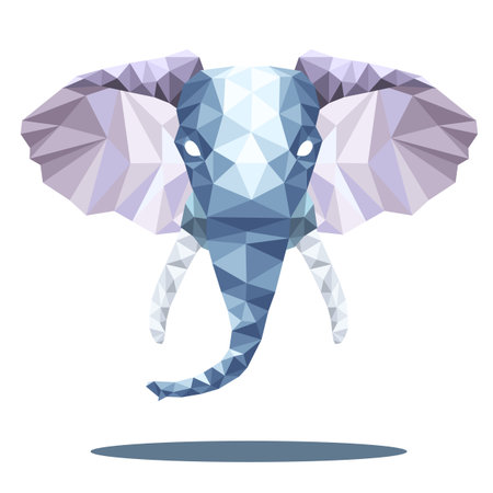 elephant graphic art in low polygon vector , geometric illustrationの写真素材