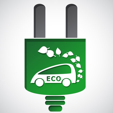 Graphic art of  ecology clean energy car  in paper cut style , ecology concept illustrationの写真素材