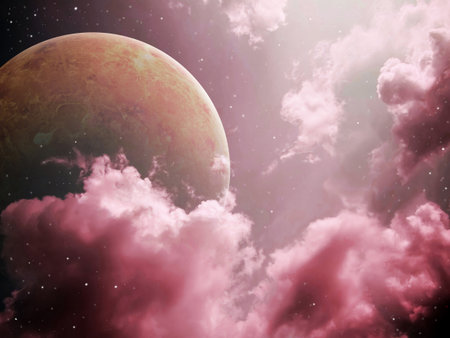 Night sky abstract with cloud and big moon ,some elements of this image furnished by NASAの写真素材