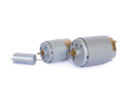 Dc electric motors isolated on white backgroundの写真素材
