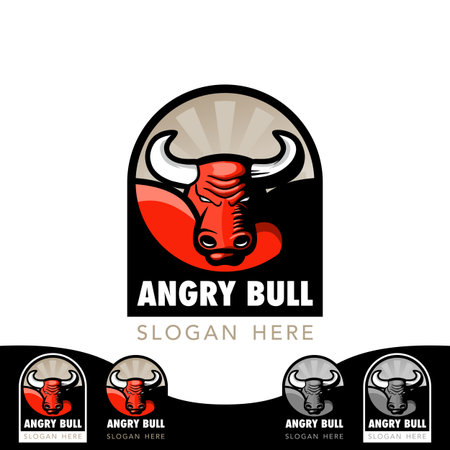 Angry bull mascot vector logo designのイラスト素材