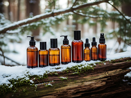 Pharmacy bag with pills on wooden table. 3d renderの素材