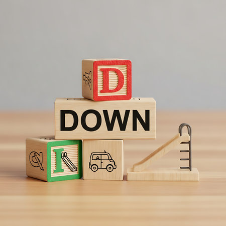 Wooden alphabet block spelling down with slide toy nearbyの素材