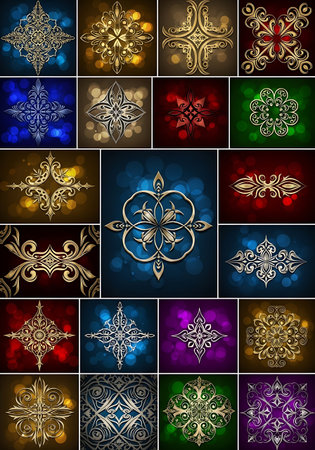 Collection of ornate baroque and rococo style decorative element designsの素材