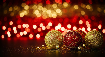 Christmas ornament decoration with bokeh light backgroundの素材