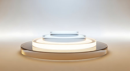 Minimalist 3d podium display with glowing light for product showcaseの素材