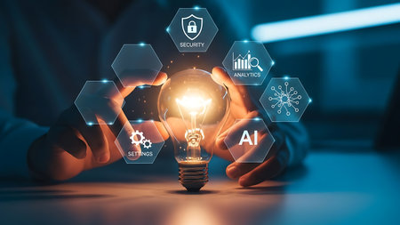 Innovative ai technology concept with glowing light bulbの素材