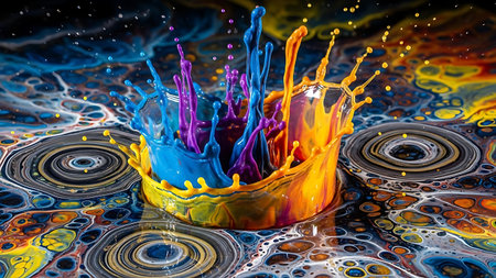 Vibrant Paint Splash in Abstract Circlesの素材