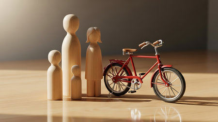 Family and bicycle, representing active lifestyle and outdoor funの素材