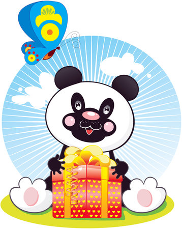 panda with butterflyのイラスト素材